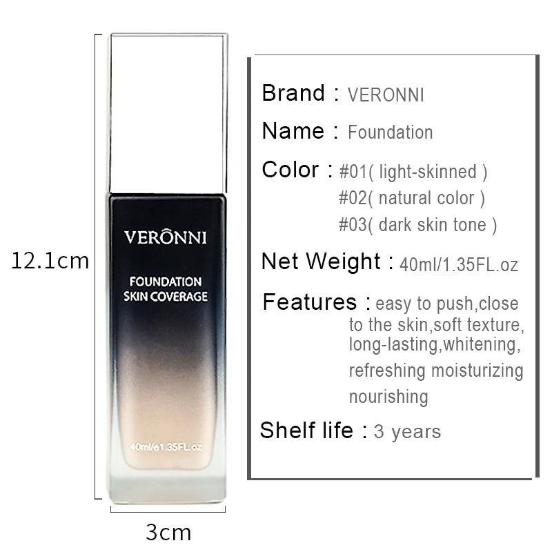 VERONNI 40ml Foundation Skin Full Coverage