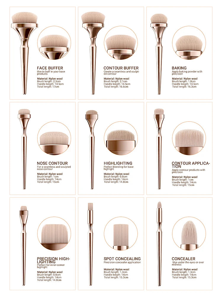 Makeup Brush Set Professional 9 Peças